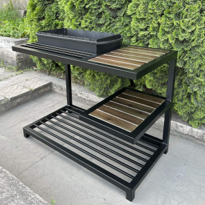 Мангал ML9-4CP в стиле лофт на дровнице с полкой на 9 шампуров 4 мм-1868273674. Photo 2