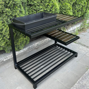 Мангал ML9-4CP в стиле лофт на дровнице с полкой на 9 шампуров 4 мм-1868273674. Photo 3