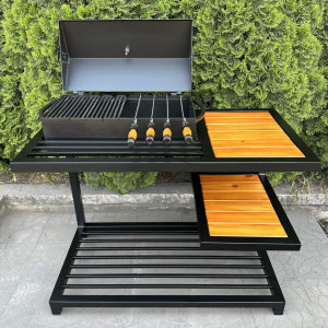 Мангал-барбекю MLB9-4CP в стиле лофт на дровнице с полкой на 9 шампуров 4 мм-1868284925. Photo 3