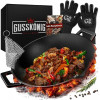 Чугунная сковорода WOK Gusskönig 36 см + термо рукавицы + кулинарная книга и щетка очиститель 170189